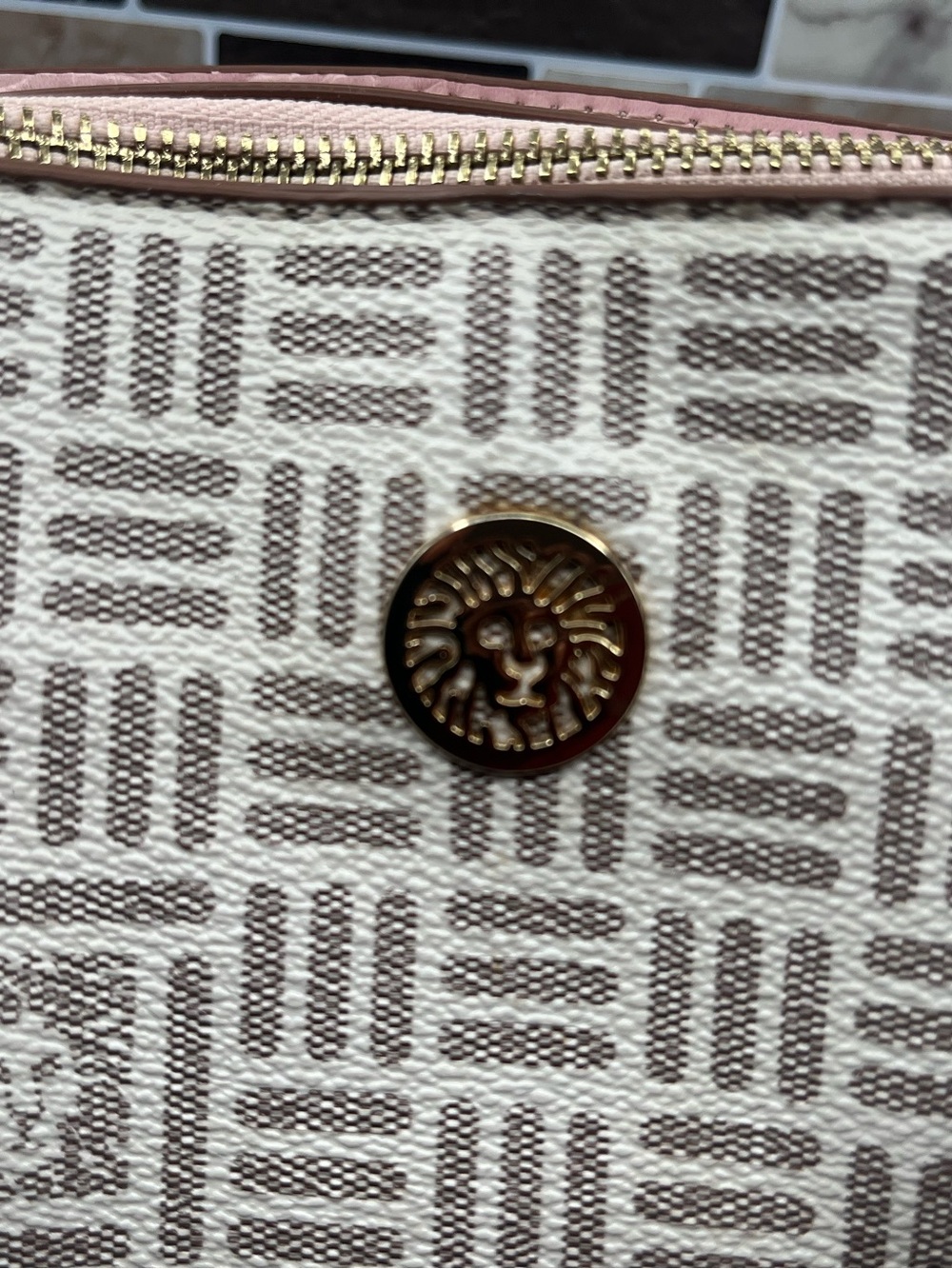 Anne Klein Pink Patterned Dome Satchel with Croc Trim - Picture 2 of 9